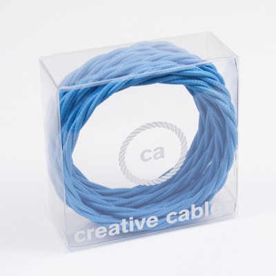 In a box Twisted Electric Cable covered by Rayon solid color fabric TM11 Turquoise