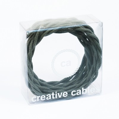 Cable Eléctrico Trenzado en cajita, Recubierto en Algodón Color Sólido Verde Gris TC63