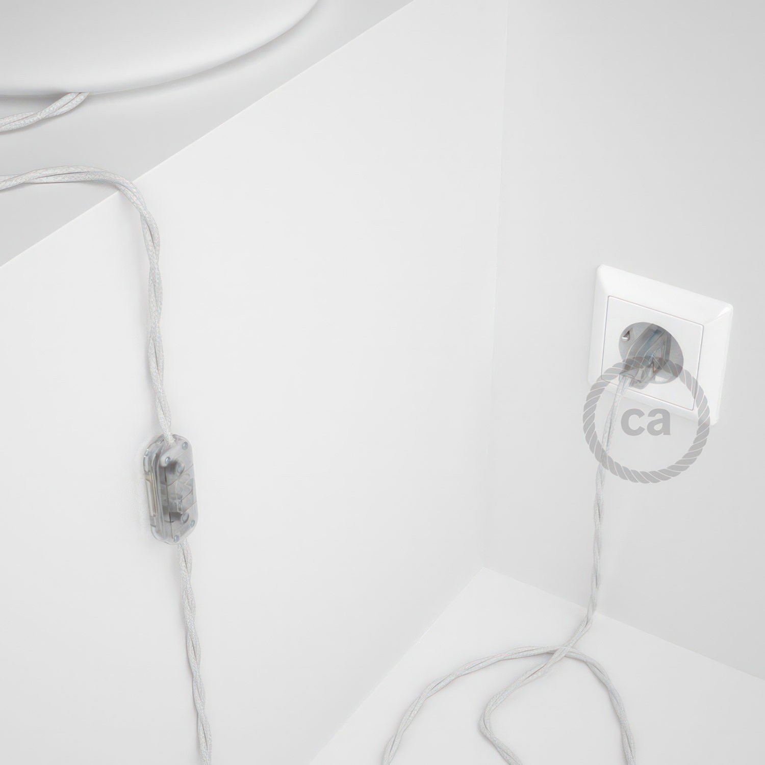 Cableado para lámpara, cable TC01 Algodón Blanco 1,8m. Elige tu el color de la clavija y del interruptor!