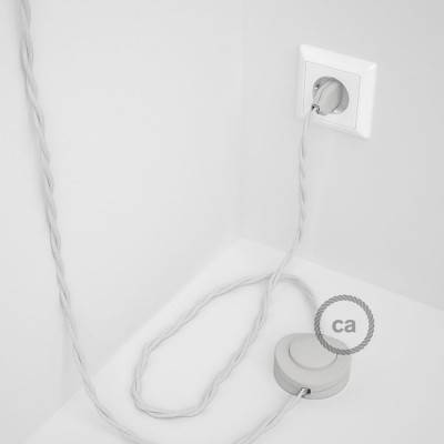 Cableado para lámpara de pie, cable TC01 Algodón Blanco 3 m. Elige tu el color de la clavija y del interruptor!