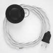 Cableado para lámpara de pie, cable TC01 Algodón Blanco 3 m. Elige tu el color de la clavija y del interruptor!