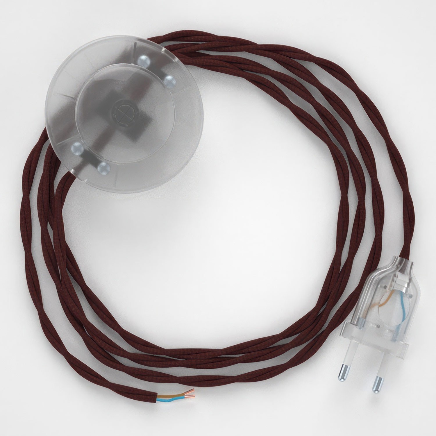 Cableado para lámpara de pie, cable TM19 Efecto Seda Burdeos 3 m. Elige tu el color de la clavija y del interruptor!