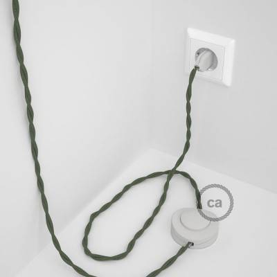 Cableado para lámpara de pie, cable TC63 Algodón Verde Gris 3 m. Elige tu el color de la clavija y del interruptor!
