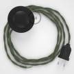 Cableado para lámpara de pie, cable TC63 Algodón Verde Gris 3 m. Elige tu el color de la clavija y del interruptor!