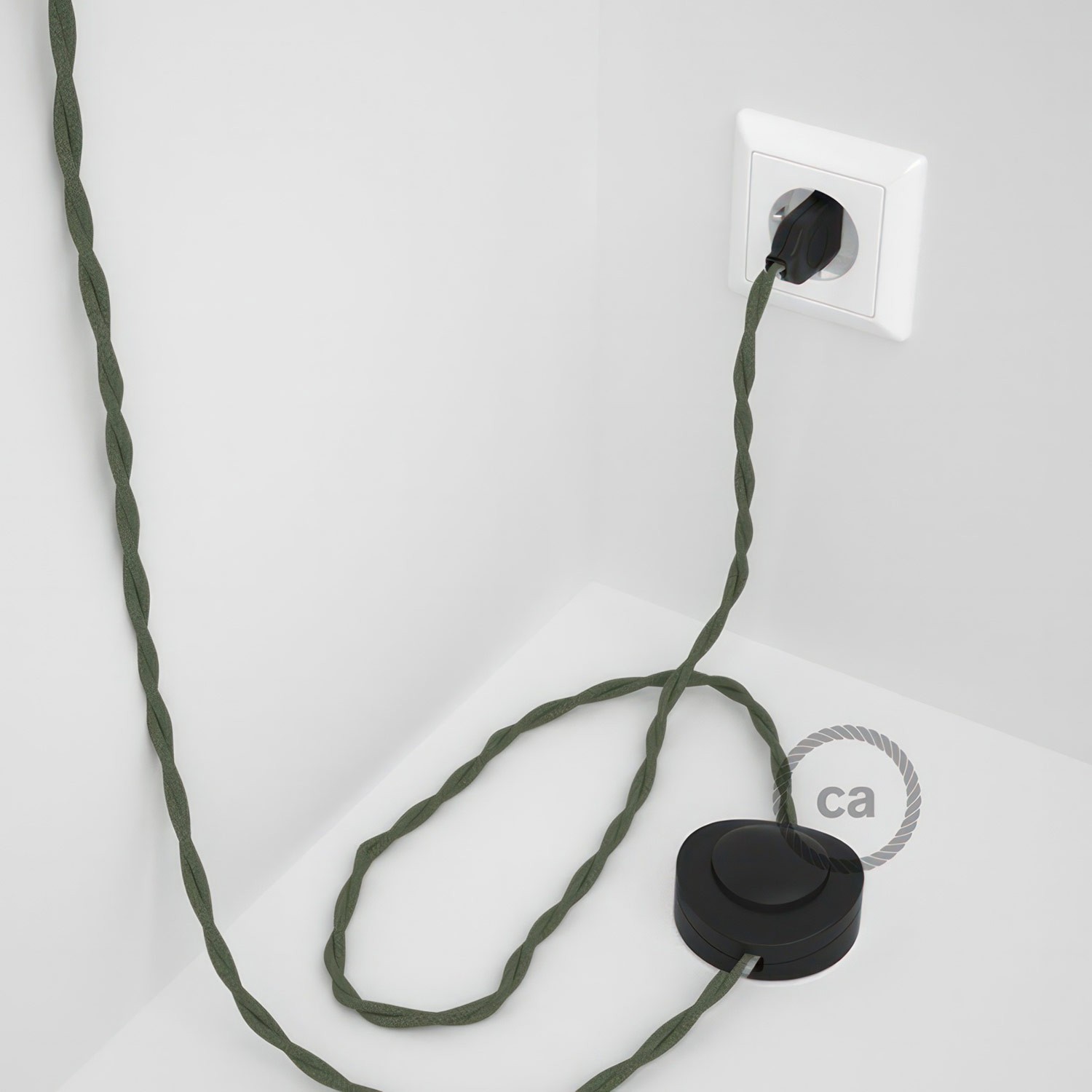 Wiring Pedestal, TC63 Green Grey Cotton 3 m. Choose the colour of the switch and plug.