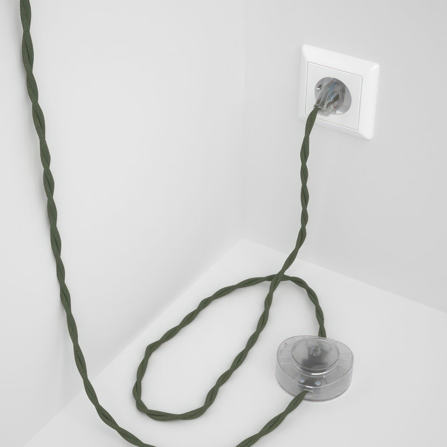 Wiring Pedestal, TC63 Green Grey Cotton 3 m. Choose the colour of the switch and plug.