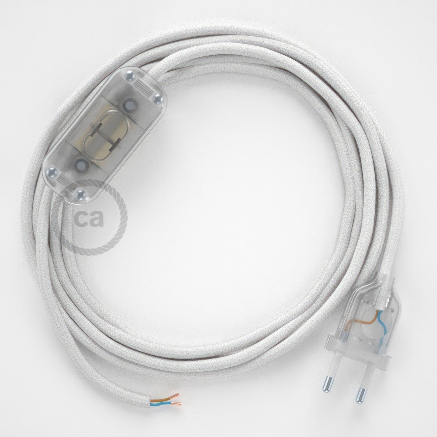 Cableado para lámpara, cable RC01 Algodón Blanco 1,8m. Elige tu el color de la clavija y del interruptor!