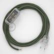 Cableado para lámpara, cable RC63 Algodón Verde Gris 1,8m. Elige tu el color de la clavija y del interruptor!