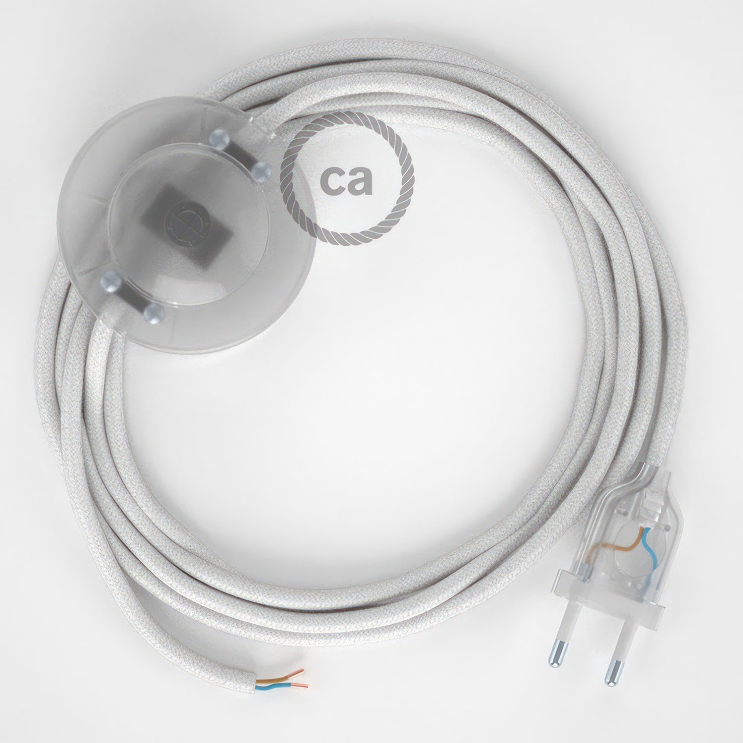 Cableado para lámpara de pie, cable RC01 Algodón Blanco 3 m. Elige tu el color de la clavija y del interruptor!