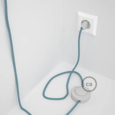 Cableado para lámpara de pie, cable RC53 Algodón Oceano 3 m. Elige tu el color de la clavija y del interruptor!