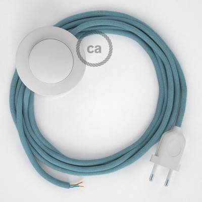 Cableado para lámpara de pie, cable RC53 Algodón Oceano 3 m. Elige tu el color de la clavija y del interruptor!