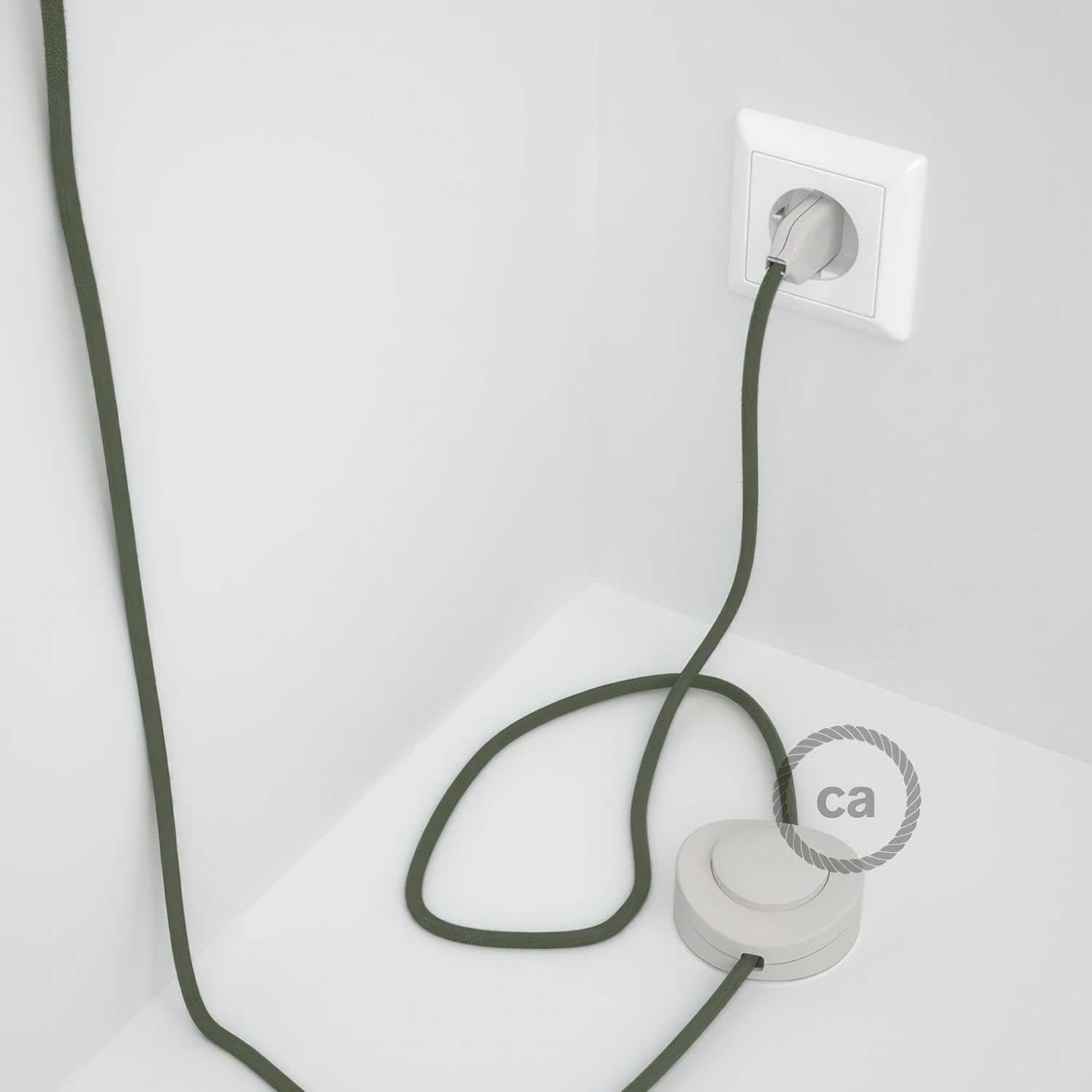 Wiring Pedestal, RC63 Green Grey Cotton 3 m. Choose the colour of the switch and plug.