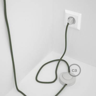 Cableado para lámpara de pie, cable RC63 Algodón Verde Gris 3 m. Elige tu el color de la clavija y del interruptor!