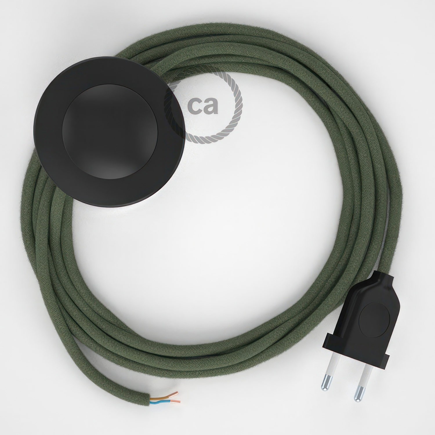 Wiring Pedestal, RC63 Green Grey Cotton 3 m. Choose the colour of the switch and plug.