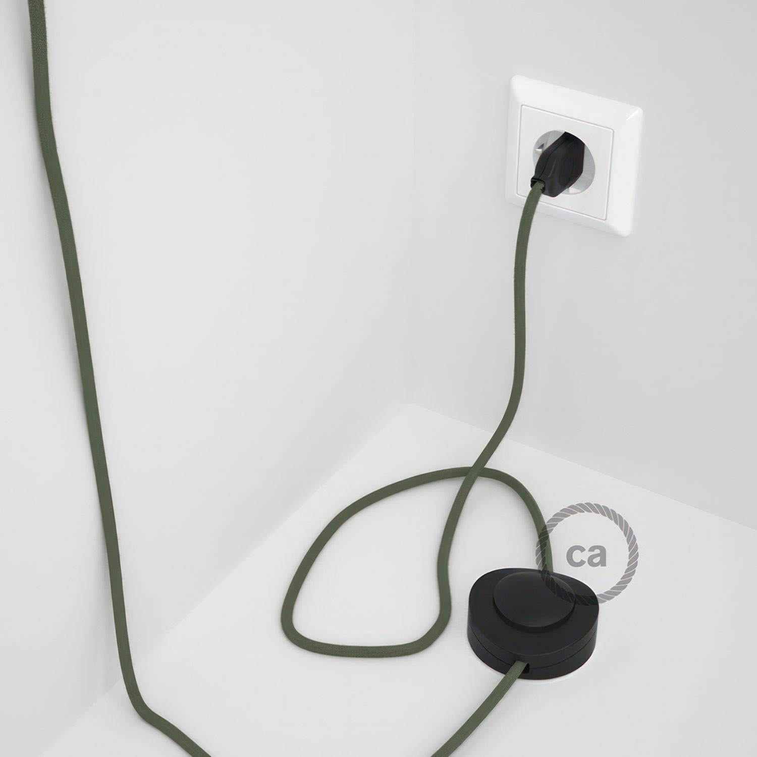 Wiring Pedestal, RC63 Green Grey Cotton 3 m. Choose the colour of the switch and plug.