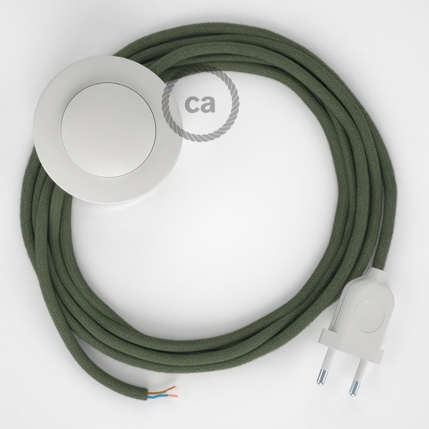 Wiring Pedestal, RC63 Green Grey Cotton 3 m. Choose the colour of the switch and plug.