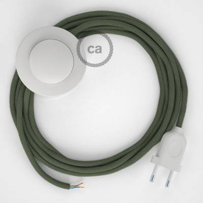 Cableado para lámpara de pie, cable RC63 Algodón Verde Gris 3 m. Elige tu el color de la clavija y del interruptor!
