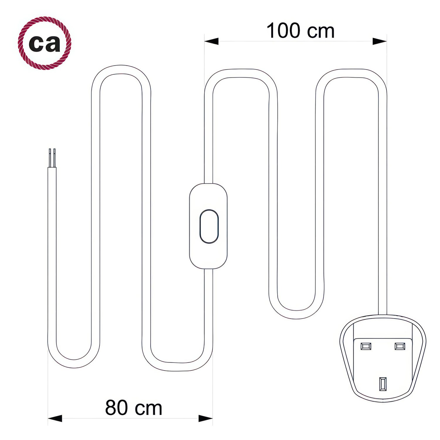 Lamp wiring, RC01 White Cotton 1,80 m.