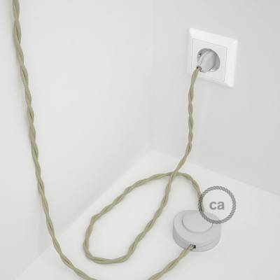Cableado para lámpara de pie, cable TC43 Algodón Gris Pardo 3 m. Elige tu el color de la clavija y del interruptor!