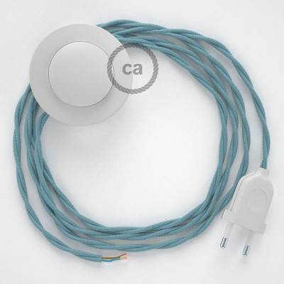 Cableado para lámpara de pie, cable TC53 Algodón Oceano 3 m. Elige tu el color de la clavija y del interruptor!
