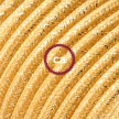 Cable Eléctrico Redondo en cajita, Recubierto en tejido Efecto Seda Color Sólido, Dorado Glitter RL05