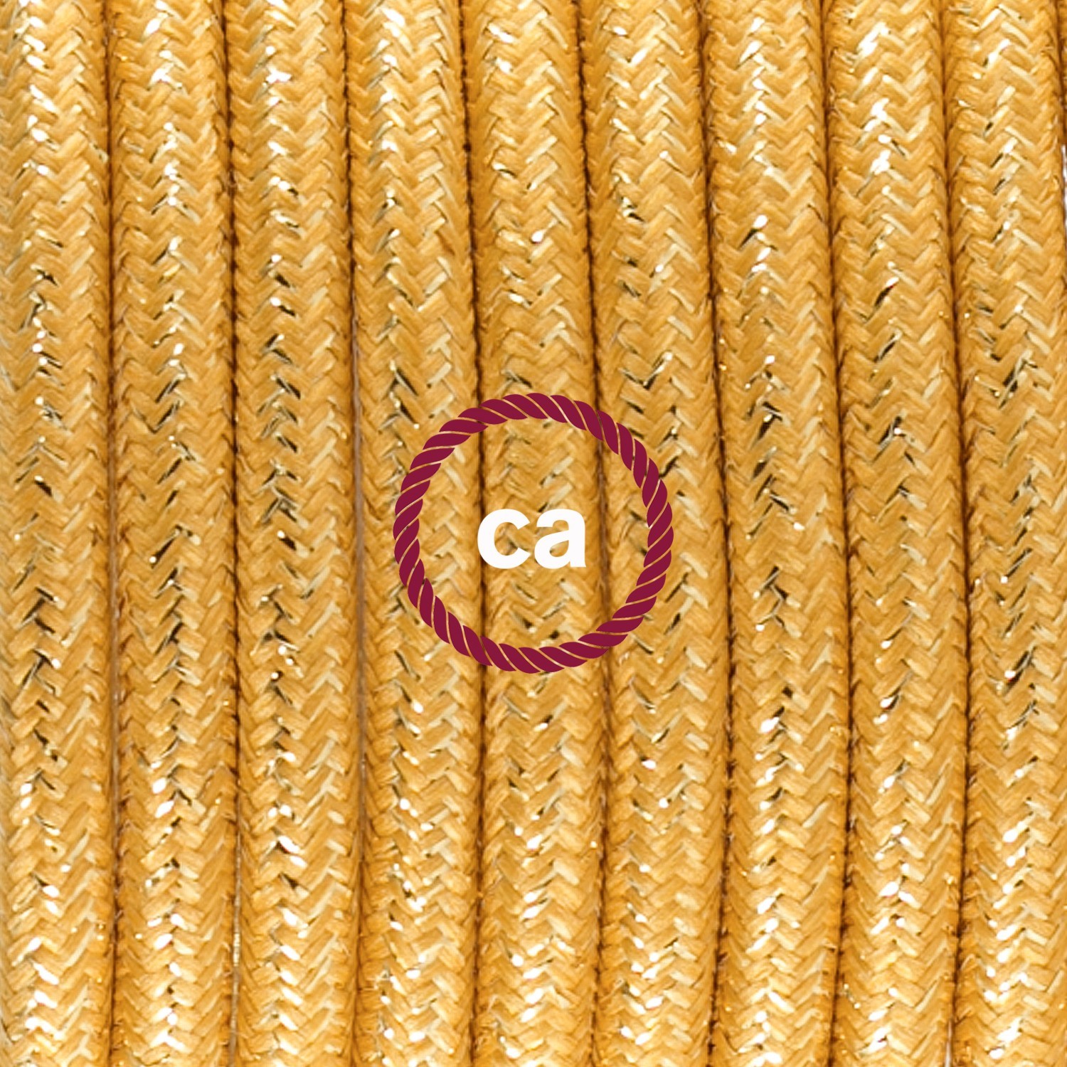 Cable Eléctrico Redondo en cajita, Recubierto en tejido Efecto Seda Color Sólido, Dorado Glitter RL05