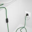 Cableado para lámpara, cable RL06 Efecto Seda Glitter Verde 1,8m. Elige tu el color de la clavija y del interruptor!