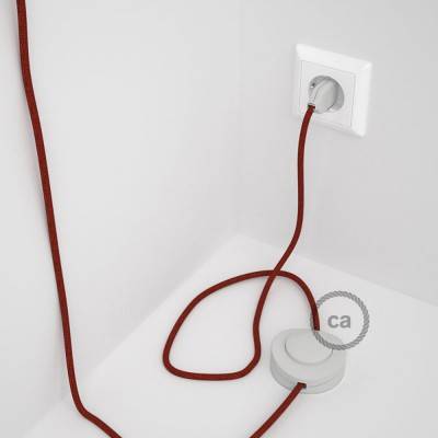 Cableado para lámpara de pie, cable RL09 Efecto Seda Glitter Rojo 3 m. Elige tu el color de la clavija y del interruptor!