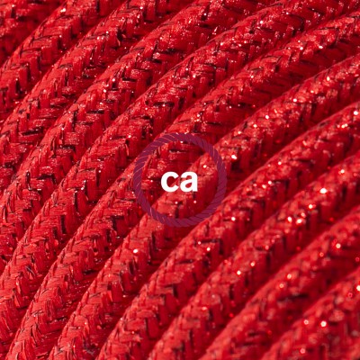 In a box Round Glittering Electric Cable covered by Rayon solid color fabric RL09 Red