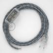 Cableado para lámpara, cable RD55 Algodón y Lino Stripes Azul Steward 1,8m. Elige tu el color de la clavija y del interruptor!