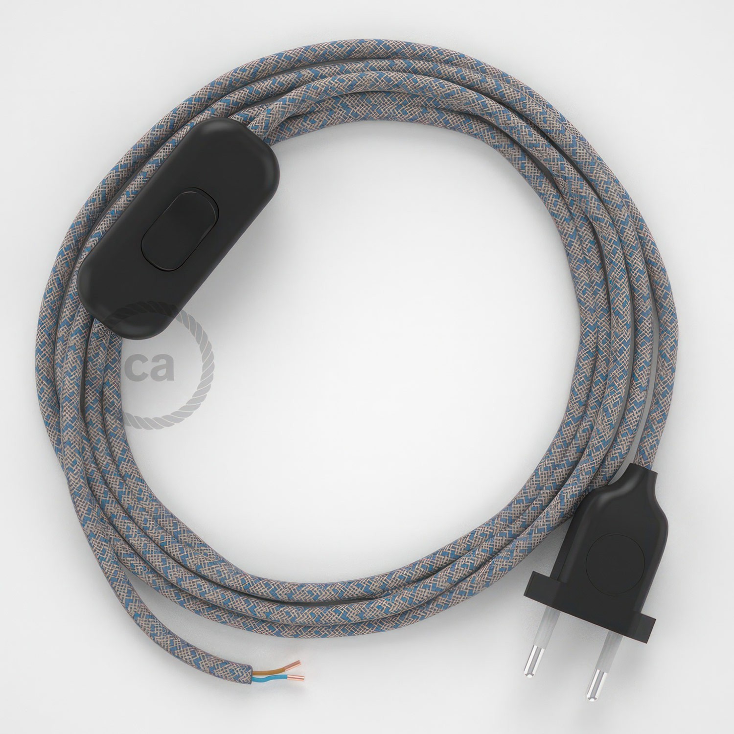 Cableado para lámpara, cable RD65 Algodón y Lino Rombo Azul Steward 1,8m. Elige tu el color de la clavija y del interruptor!