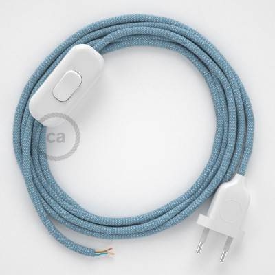 Cableado para lámpara, cable RD75 Algodón y Lino ZigZag Azul Steward 1,8m. Elige tu el color de la clavija y del interruptor!