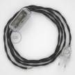 Cableado para lámpara, cable TM26 Efecto Seda Gris Oscuro 1,8m. Elige tu el color de la clavija y del interruptor!