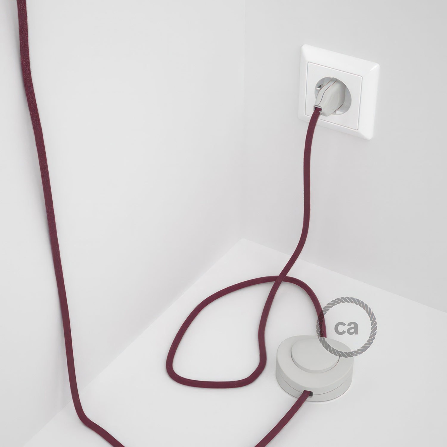 Cableado para lámpara de pie, cable RC32 Algodón Rojo Violeta 3 m. Elige tu el color de la clavija y del interruptor!