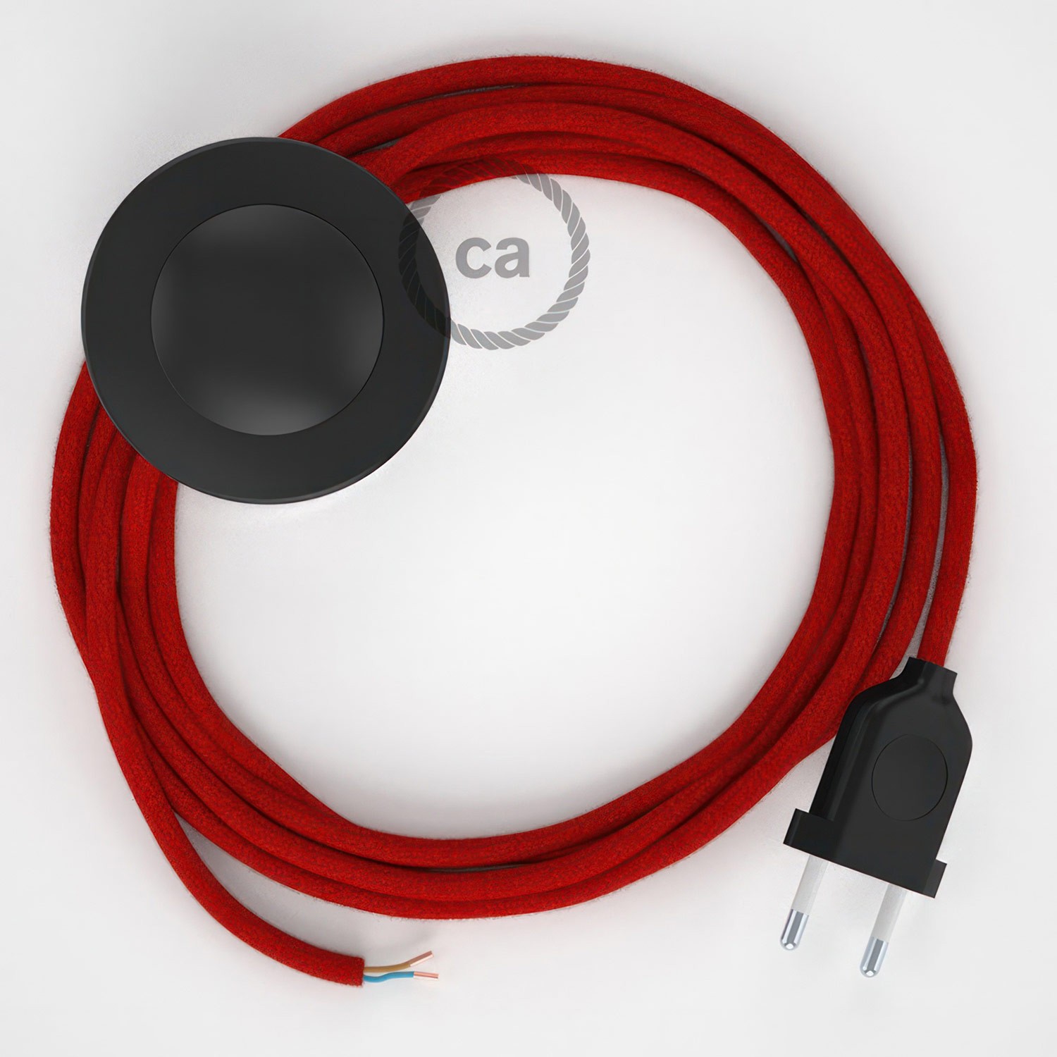 Cableado para lámpara de pie, cable RC35 Algodón Rojo Fuego 3 m. Elige tu el color de la clavija y del interruptor!