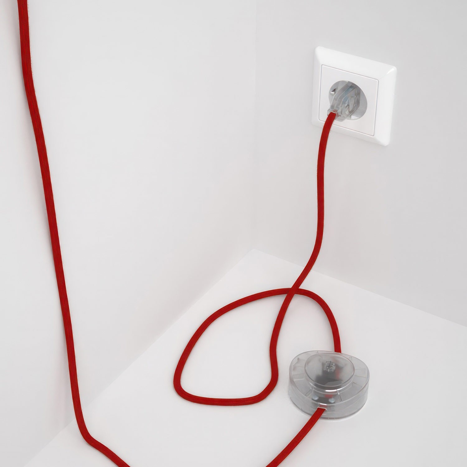 Cableado para lámpara de pie, cable RC35 Algodón Rojo Fuego 3 m. Elige tu el color de la clavija y del interruptor!