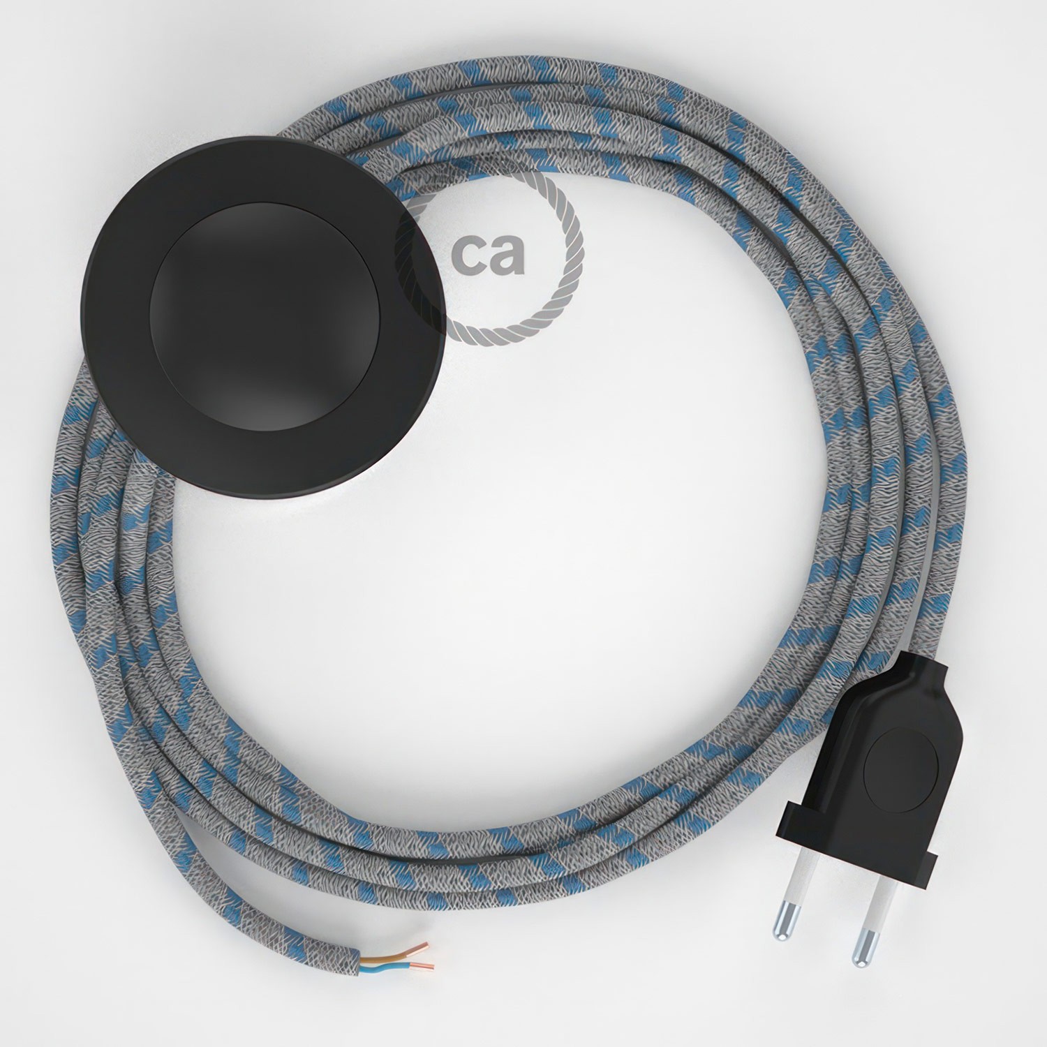 Cableado para lámpara de pie, cable RD55 Stripes Azul Steward 3 m. Elige tu el color de la clavija y del interruptor!