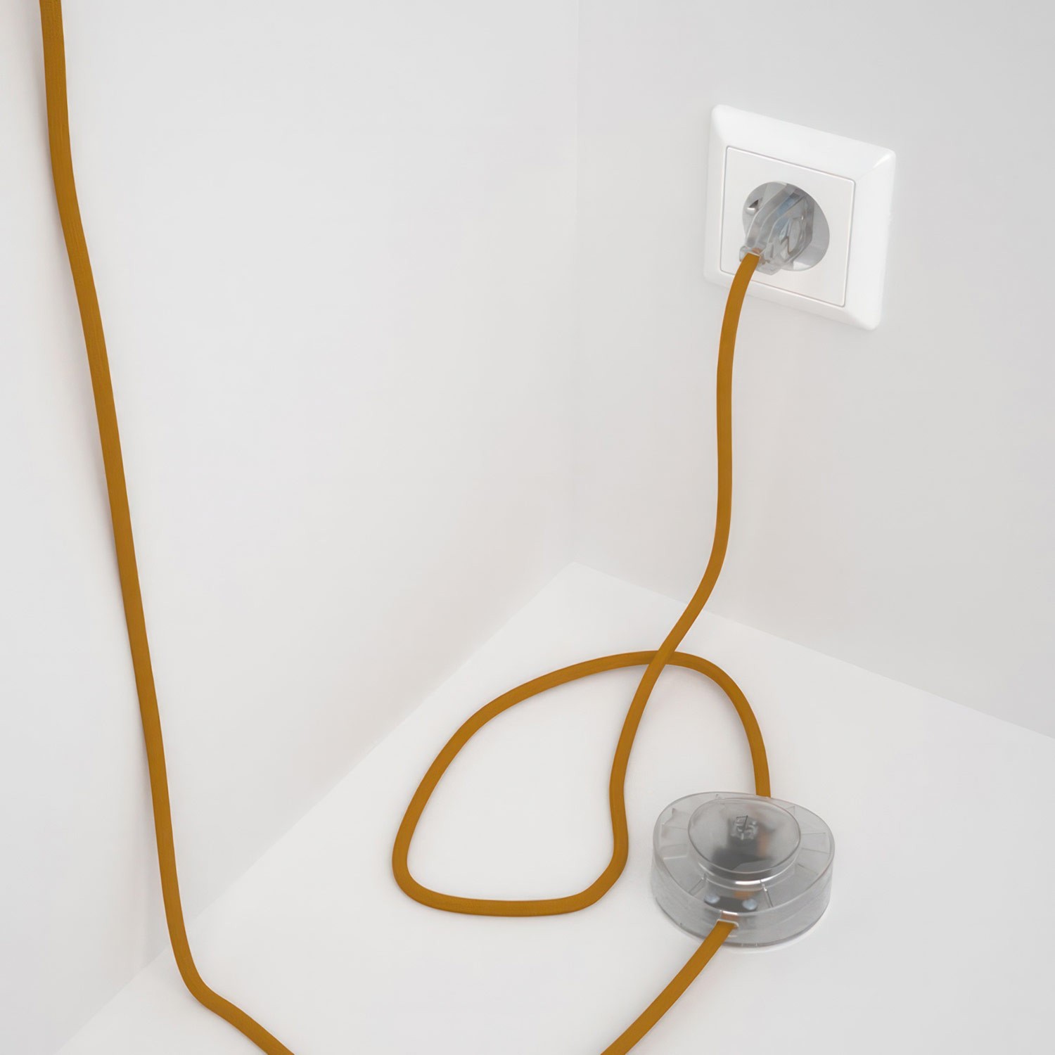 Cableado para lámpara de pie, cable RM25 Efecto Seda Mostaza 3 m. Elige tu el color de la clavija y del interruptor!