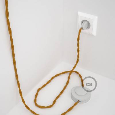Cableado para lámpara de pie, cable TM25 Efecto Seda Mostaza 3 m. Elige tu el color de la clavija y del interruptor!