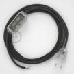 Cableado para lámpara, cable RM26 Efecto Seda Gris Oscuro 1,8m. Elige tu el color de la clavija y del interruptor!