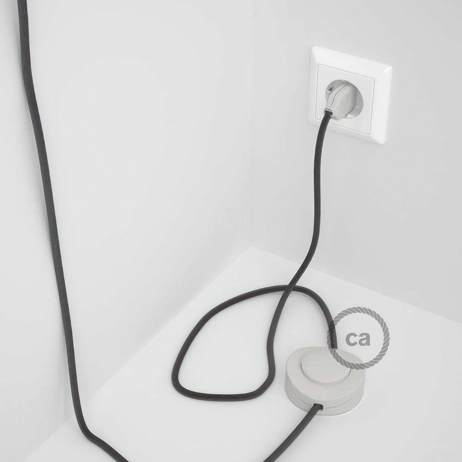 Cableado para lámpara de pie, cable RM26 Efecto Seda Gris Oscuro 3 m. Elige tu el color de la clavija y del interruptor!