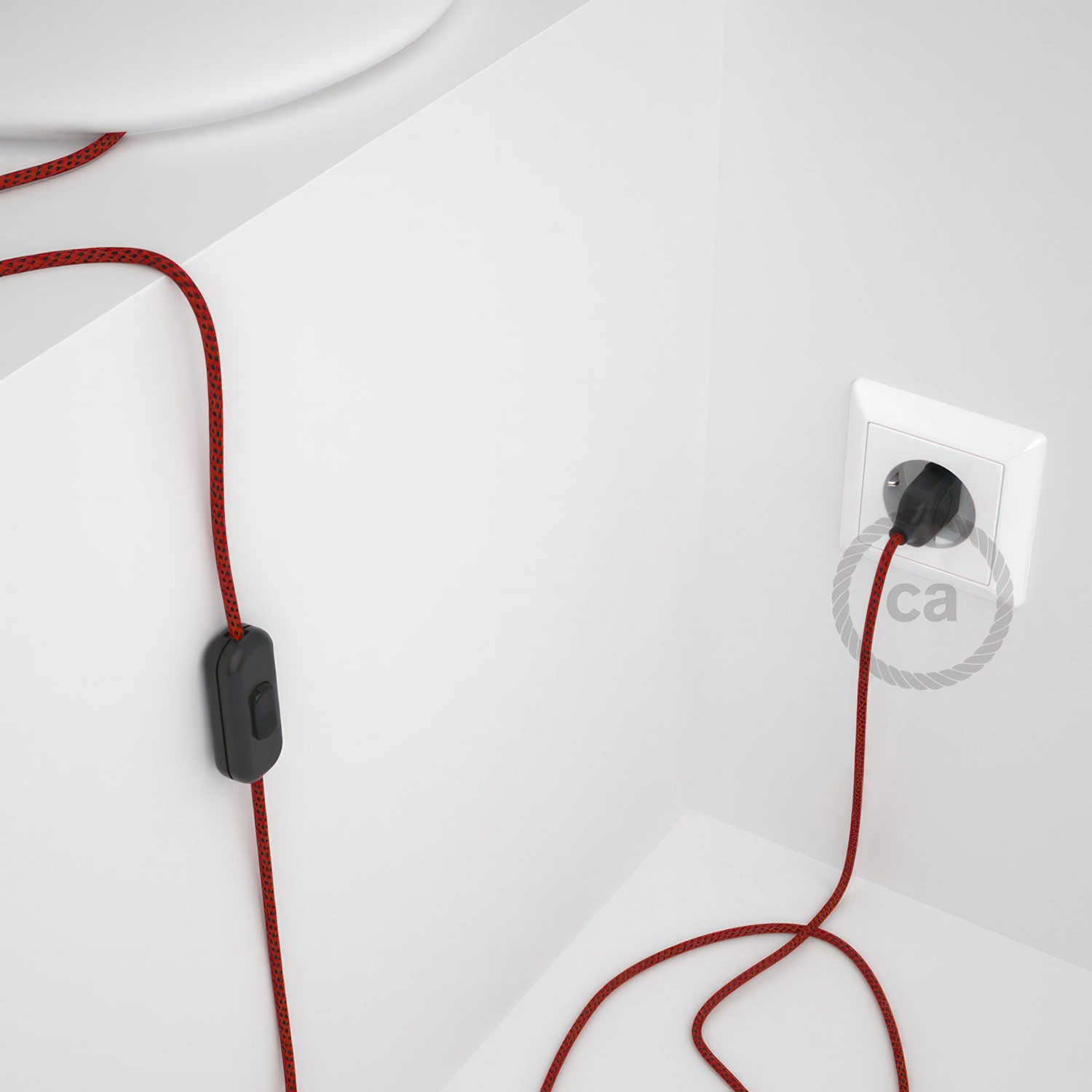 Cableado para lámpara, cable RT94 Efecto Seda Red Devil 1,8m. Elige tu el color de la clavija y del interruptor!