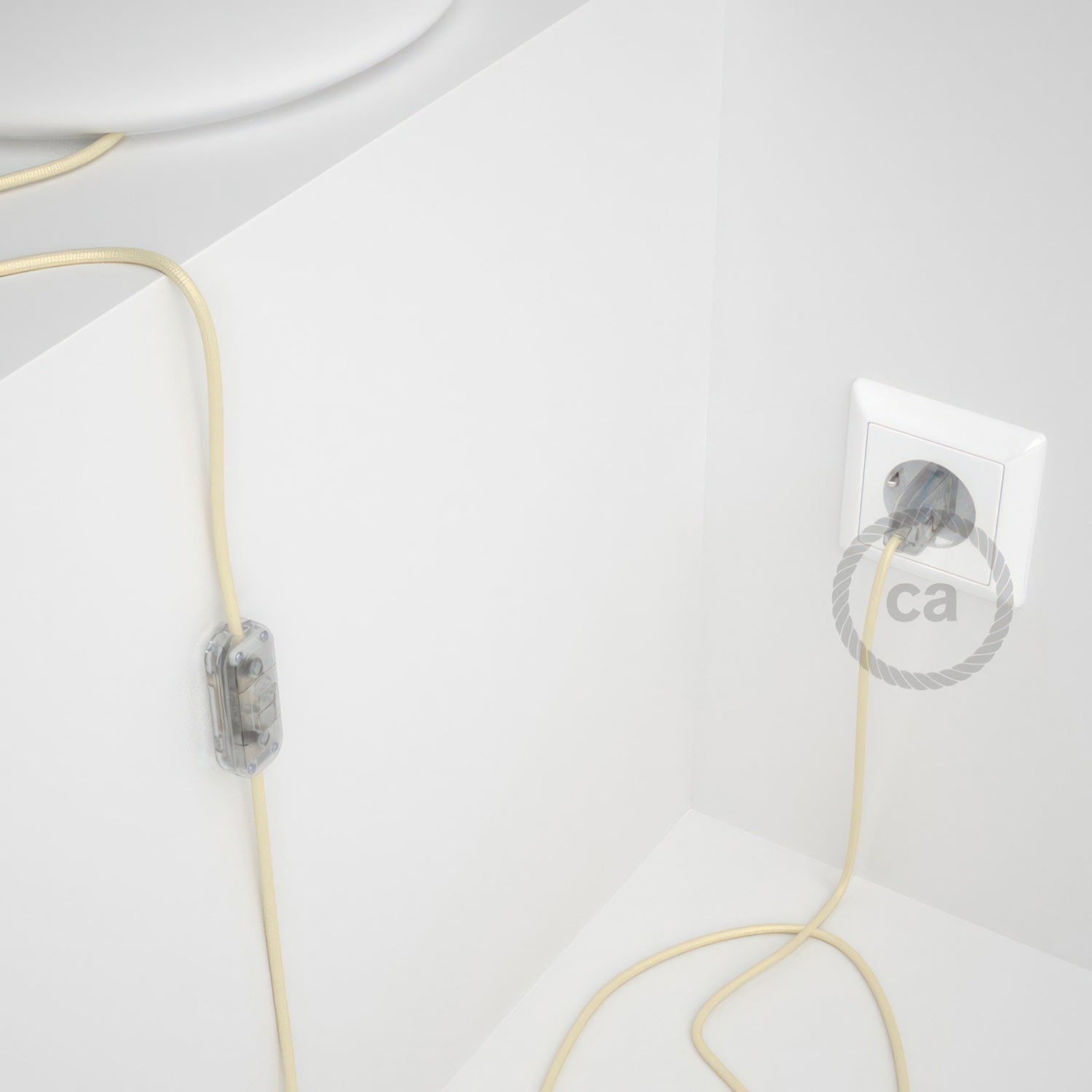 Cableado para lámpara, cable RM00 Efecto Seda Marfil 1,8m. Elige tu el color de la clavija y del interruptor!