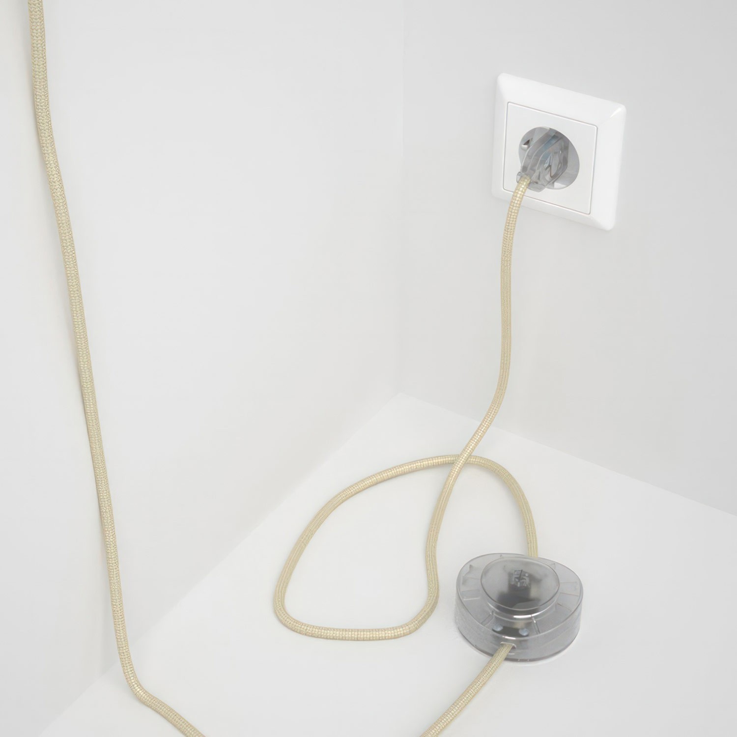 Cableado para lámpara de pie, cable RM00 Efecto Seda Marfil 3 m. Elige tu el color de la clavija y del interruptor!
