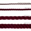 3XL electrical cord, electrical cable 3x0,75. Shiny dark bordeaux fabric covering. Diameter 30mm.