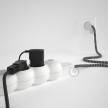 German power strip with electrical cable covered by rayon ZigZag Black RZ04 and Schuko plug with confort ring