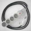 French power strip with electrical cable covered in 3D effect fabric RT41 Stars and Schuko plug with confort ring