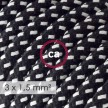 Multienchufe francés con cable en tejido colorado efecto seda 3D en relieve Estrellas RT41 y clavija Schuko con anillo comfort