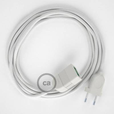 White Cotton fabric RC01 2P 10A Extension cable Made in Italy