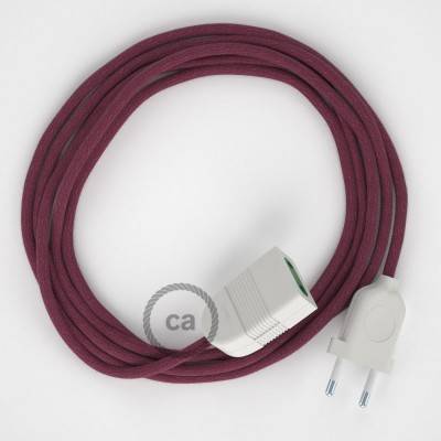 Burgundy Cotton fabric RC32 2P 10A Extension cable Made in Italy